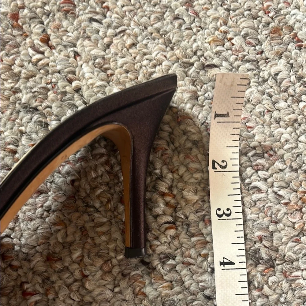 Kate Spade Dark Brown Satin Stiletto Heels with Bow Accent Size 6